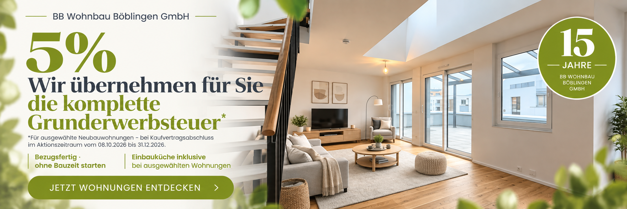 15 Jahre BB Wohnbau – 5 % Grunderwerbsteuer geschenkt